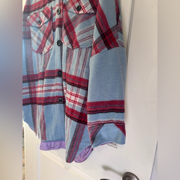 We The Free Blue Red Black Plaid Check Shirt Shacket - Picture 4 of 12